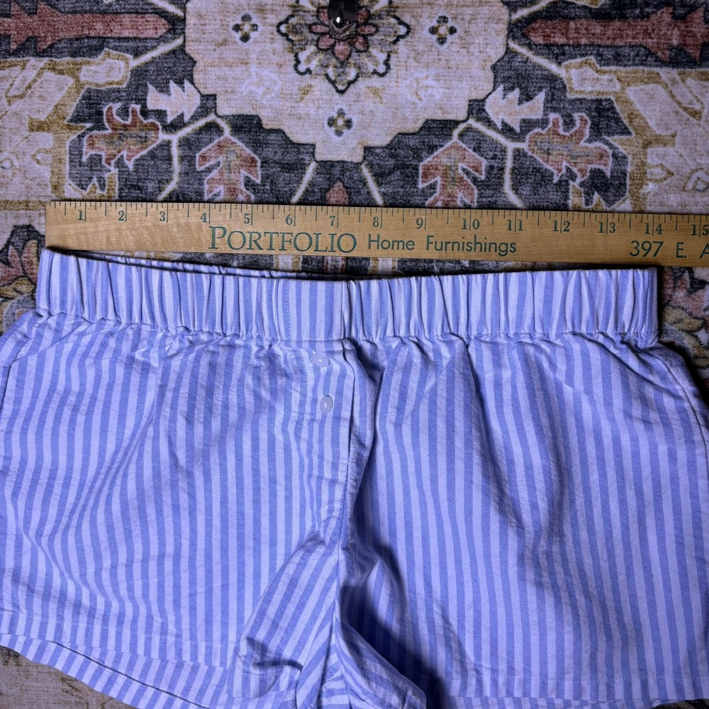 John Galt Brandy Melville Blue White Striped Comfy Beach Shorts Sleep Loungewear - Picture 6 of 10